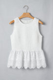 Smocked Lace Sleeveless Peplum Top