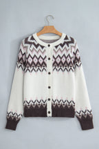 Geometric Fair Isle Brushed Knit Cardigan - additional product view