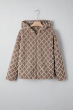 Sherpa rhombus zip-up hooded jacket