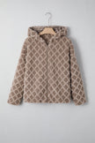 Sherpa Rhombus Textured Zip Up Hooded Jacket