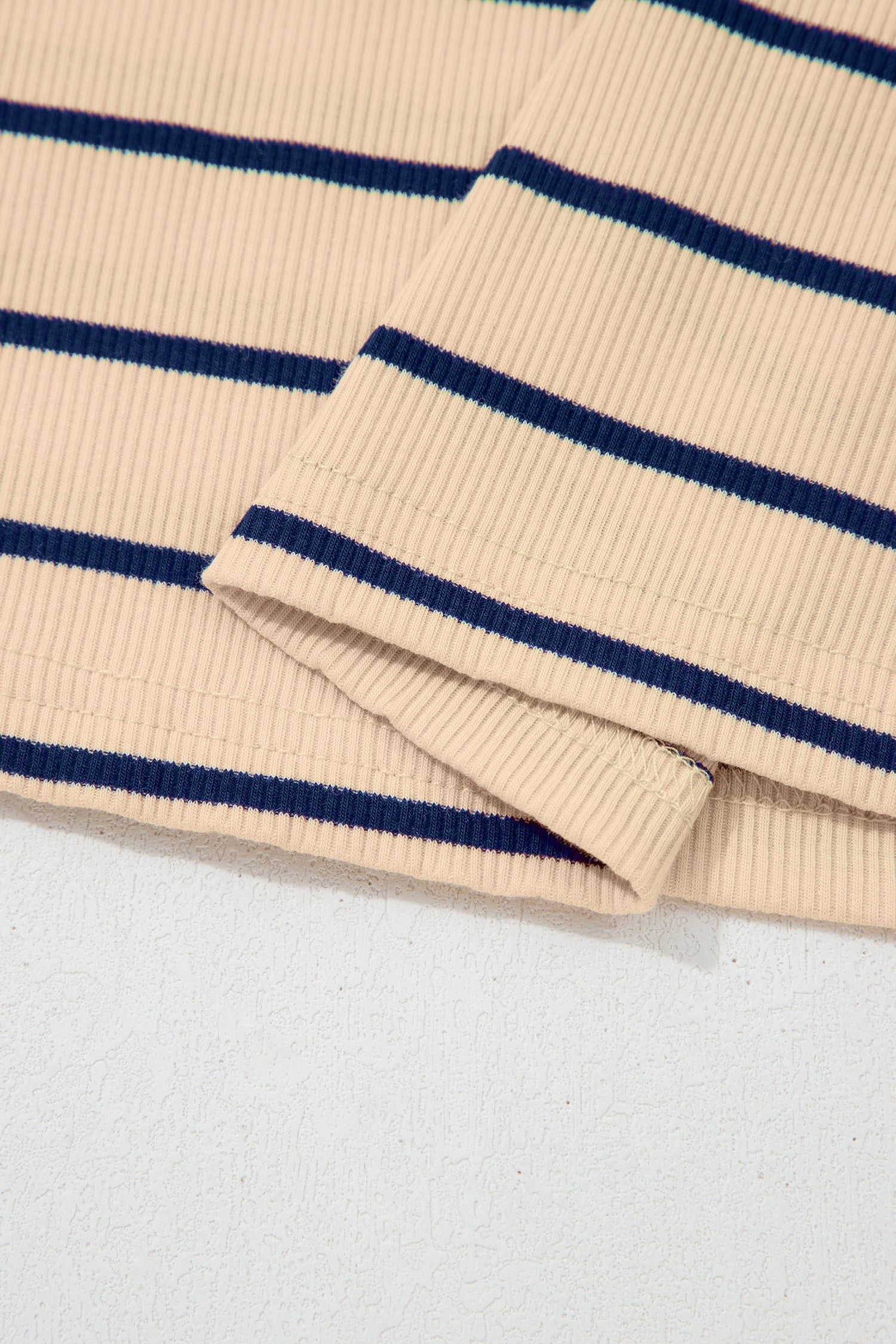 Stripe Mock Neck Short Sleeve Loose Top