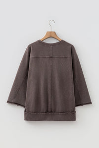 Mineral Wash Reverse Seam 3/4 Sleeve Top — The Glam Cat