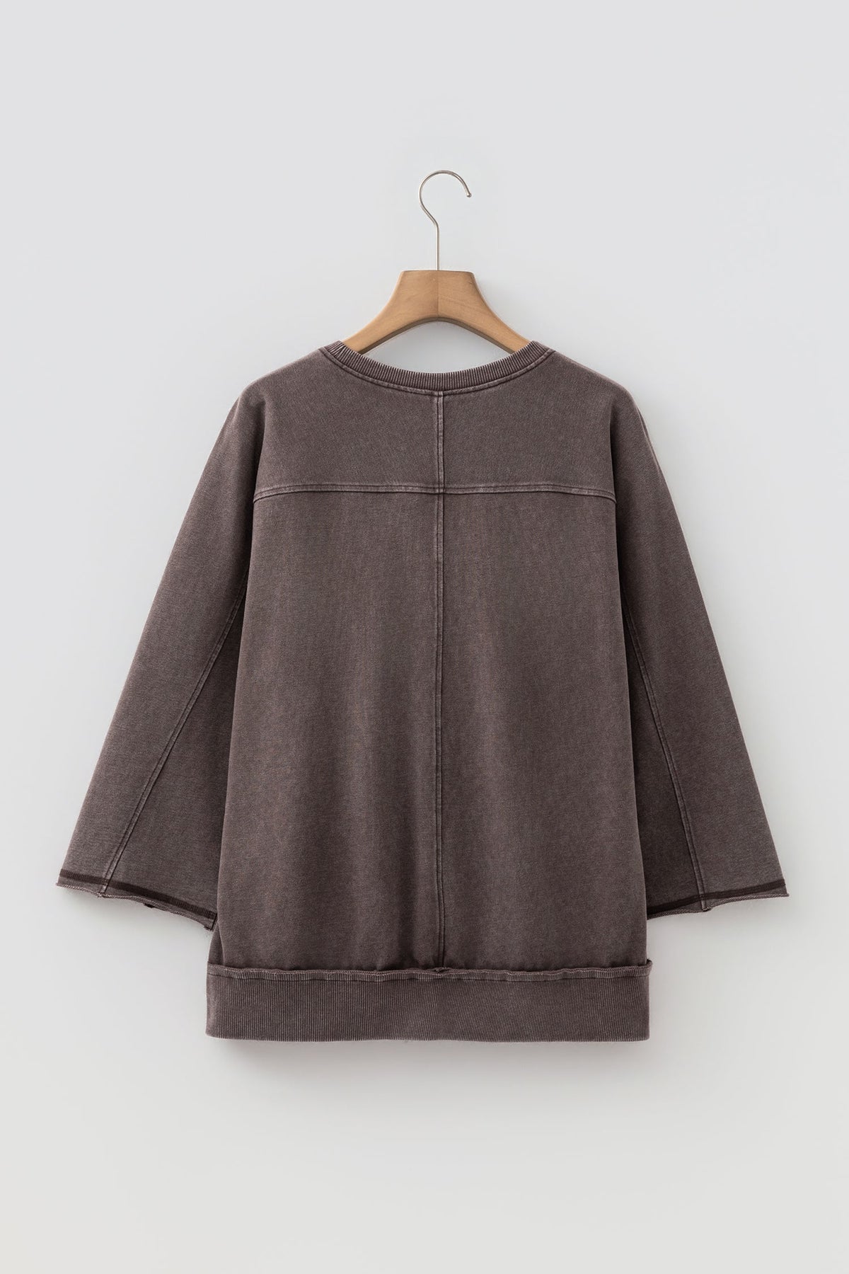 Mineral Wash Reverse Seam 3/4 Sleeve Top — The Glam Cat