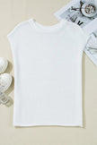Women's Sweater Tee - Side Slits Short Sleeve - Casual Top
