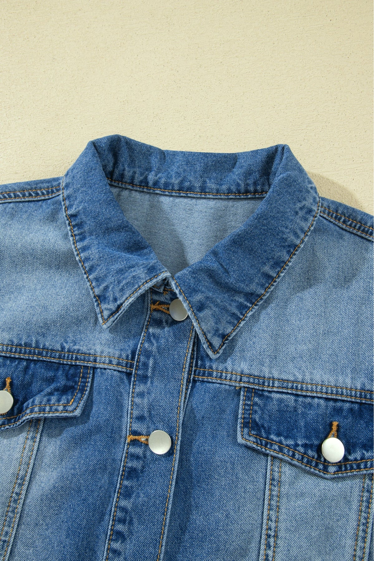 Raw-Edge Denim Ruffle-Hem Jacket - additional product view