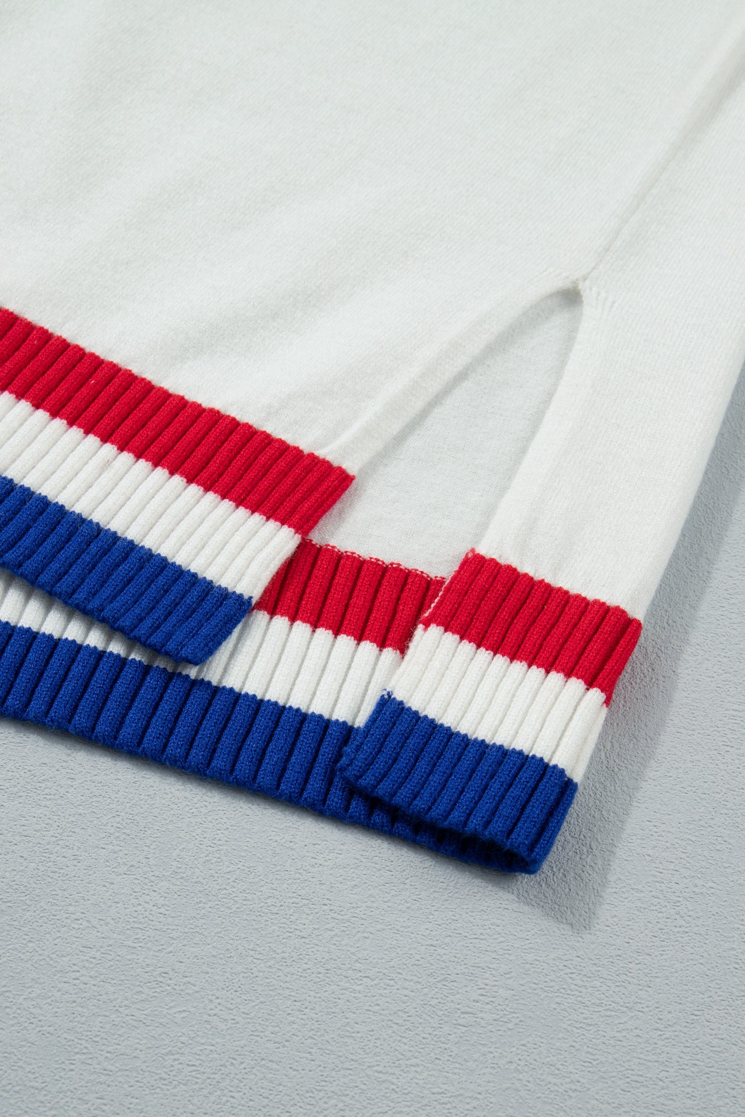 Varsity-Inspired USA Stripe Contrast Trim Sweater