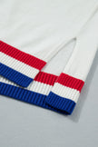 Varsity-Inspired USA Stripe Contrast Trim Sweater