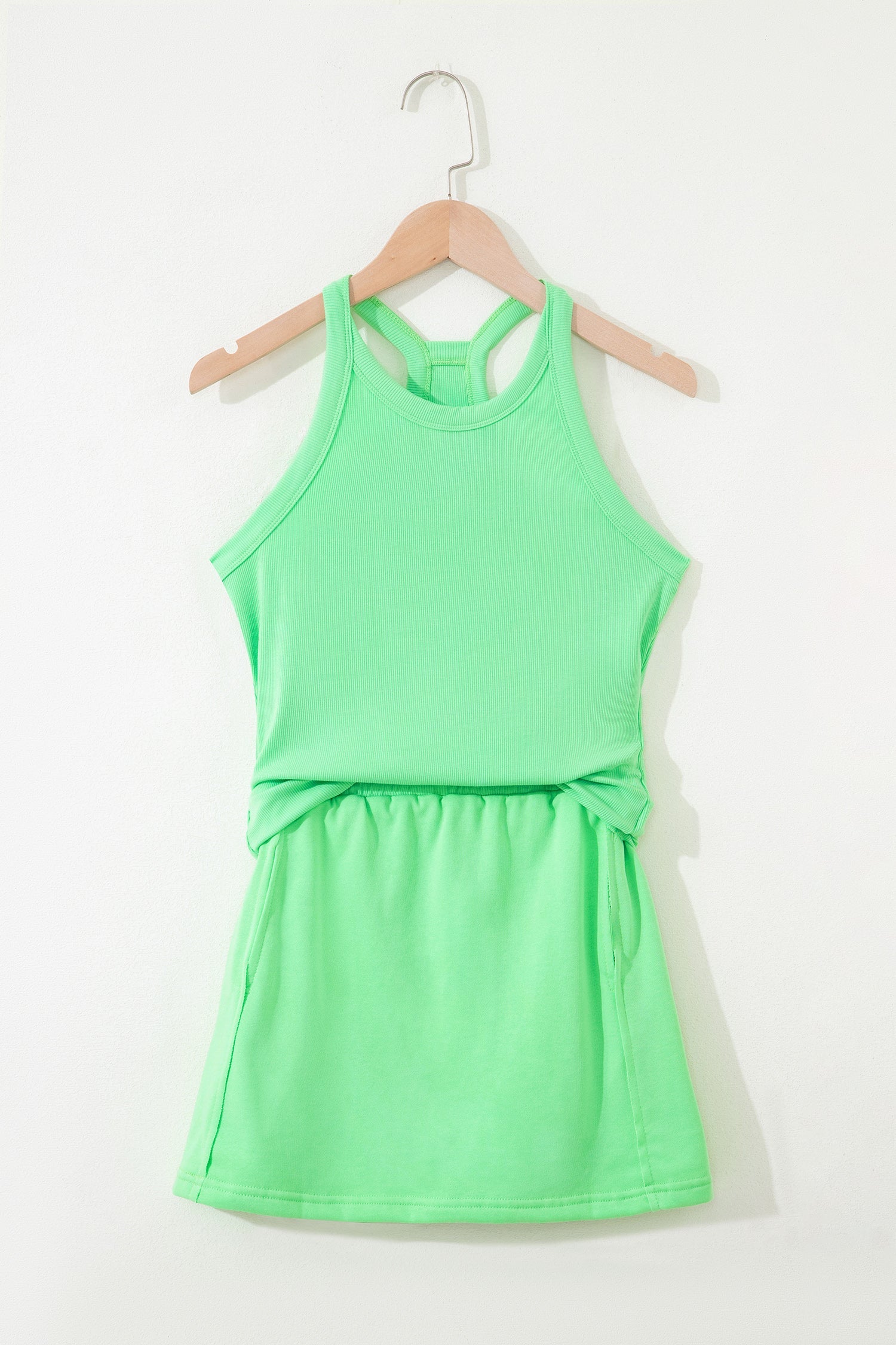 Solid Tank Top & Elastic Waist Mini Skort Set