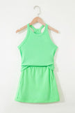Solid Tank Top & Elastic Waist Mini Skort Set