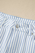 Striped high-waist barrel-leg jeans