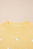 Spring Polka Dot Bubble Sleeve Sweater