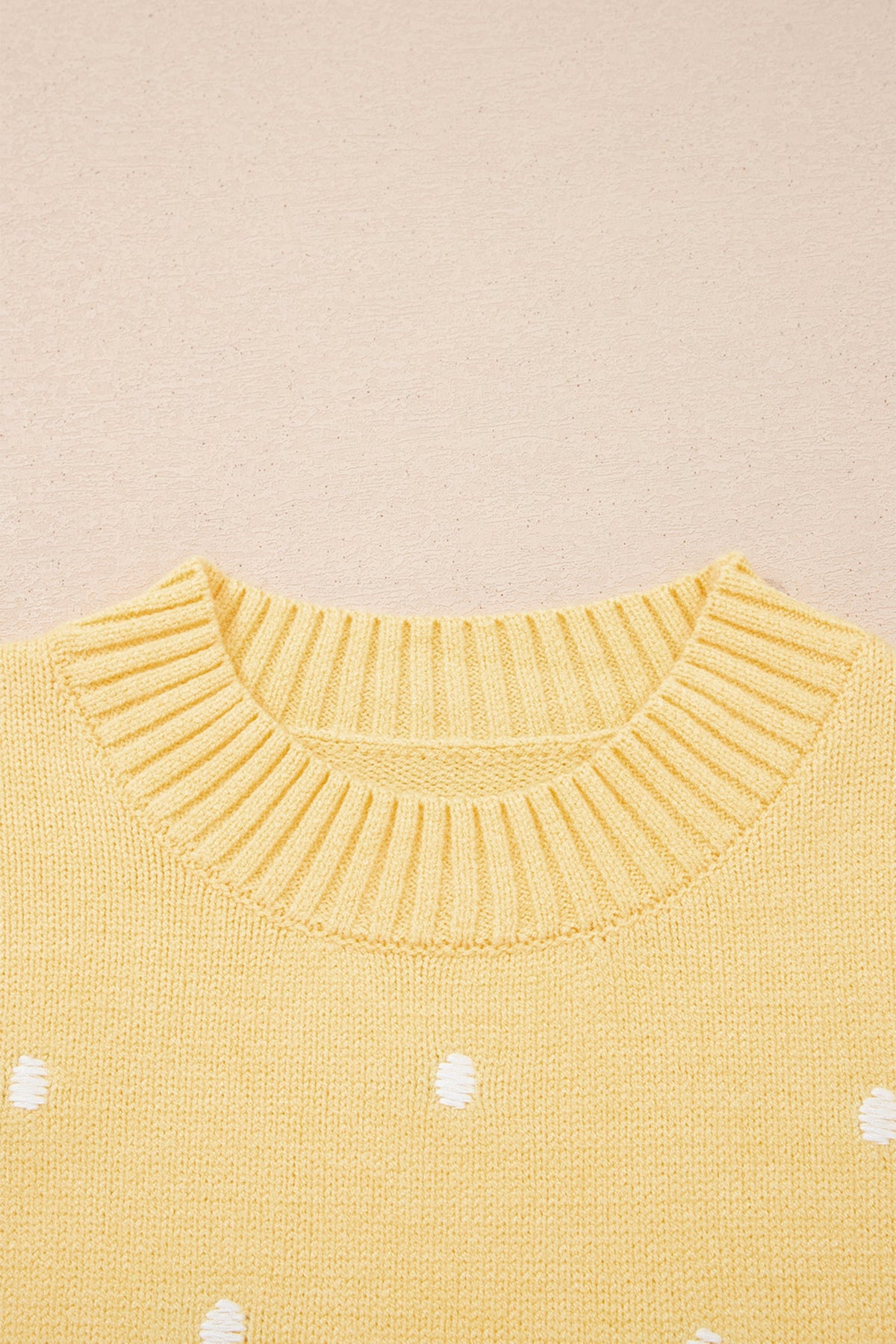 Polka dot bubble-sleeve knit sweater