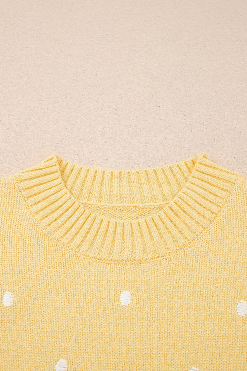 Spring Polka Dot Bubble Sleeve Sweater