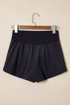 Ribbed high-waist athletic shorts with stretch fit