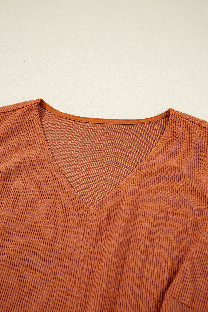 Western Corduroy Embroidered Patch Pocket Dress