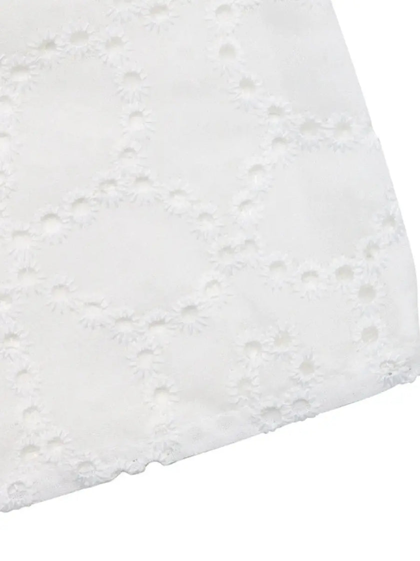 Women's Blouse - Eyelet Off-Shoulder Cutout - Cute Top