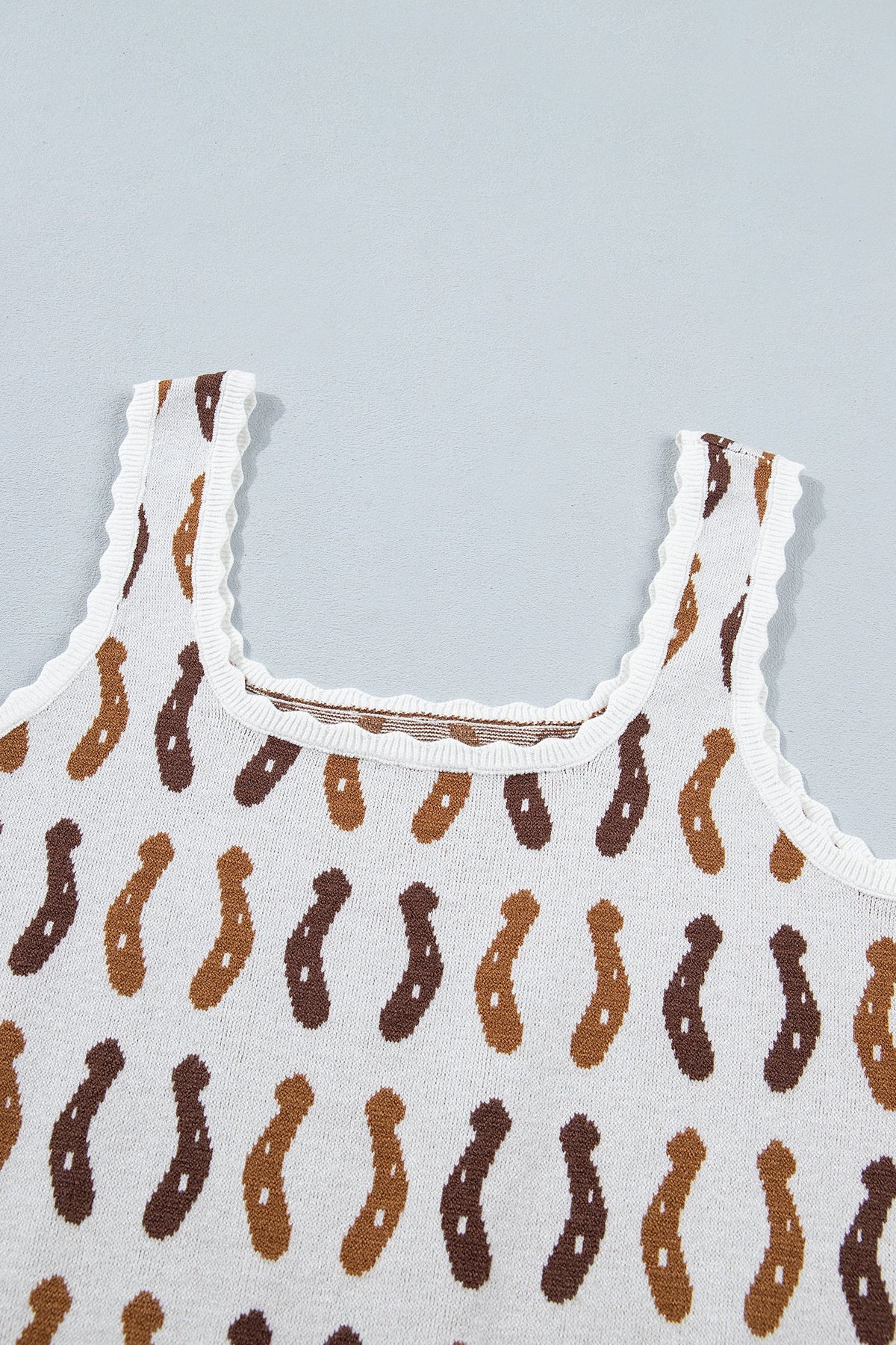 Scalloped Neckline Western Cropped Sweater