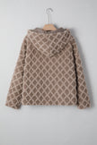 Sherpa Rhombus Textured Zip Up Hooded Jacket