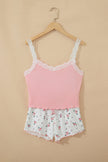 Floral Ribbed Crop Top & Shorts Lounge Set