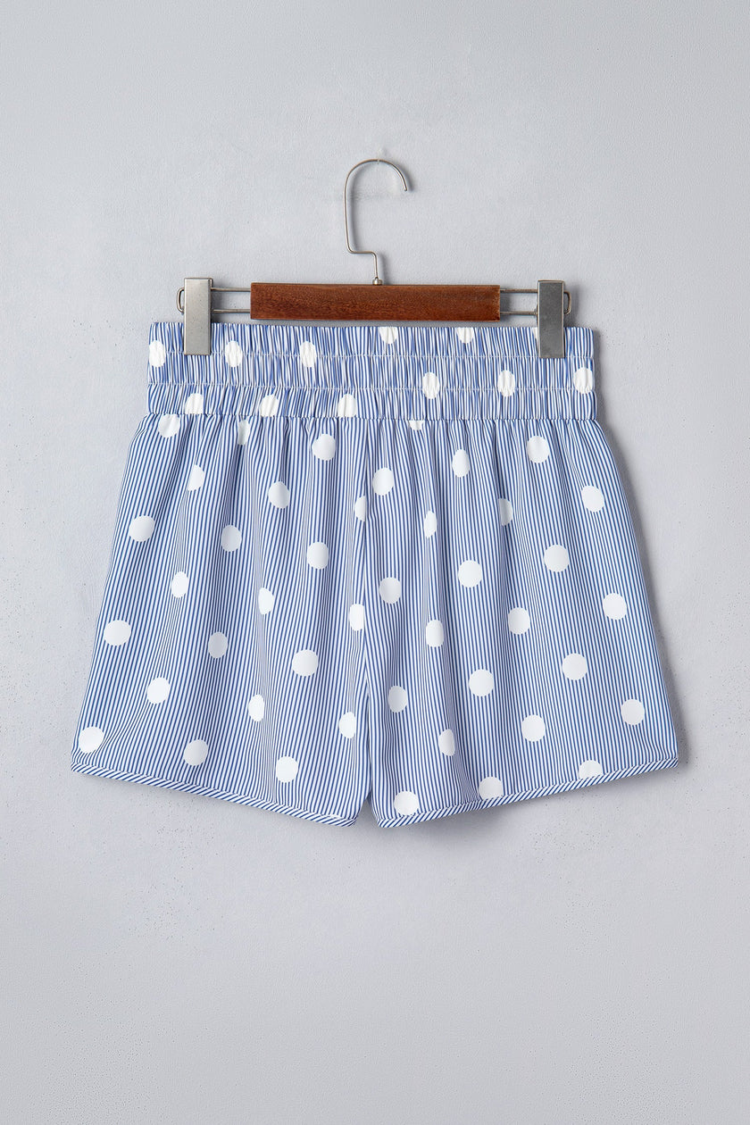 Polka Dot Shirred High Waist Shorts