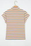 Stripe Mock Neck Short Sleeve Loose Top