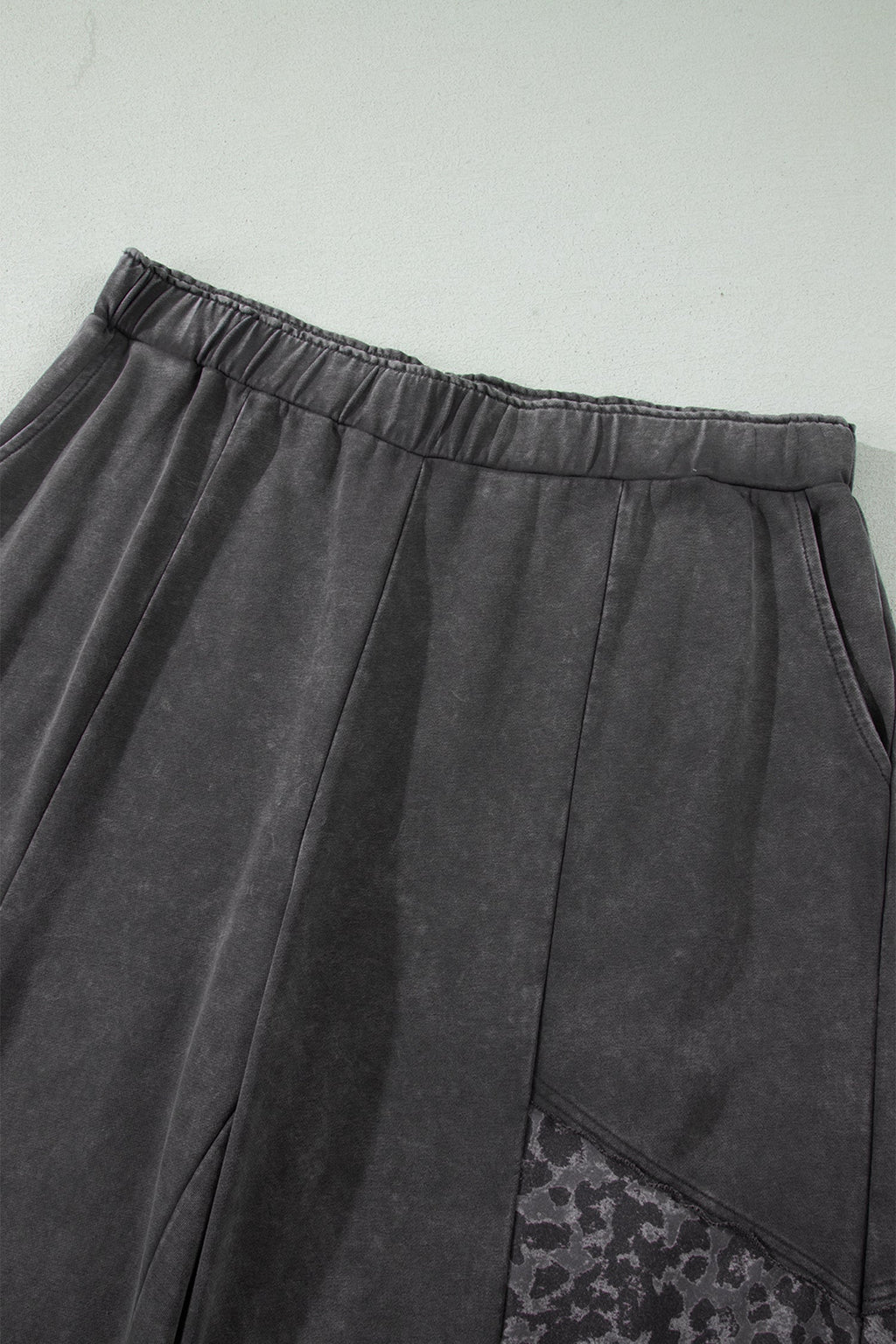 Leopard Patchwork Wide Leg Pants — Plus Sizes — Dark Grey — product image 4