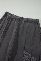 Leopard Patchwork Wide Leg Pants — Plus Sizes — Dark Grey — product image 4