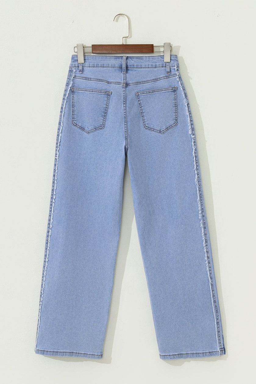 Trending Frayed Raw Edge Side Panel Jeans