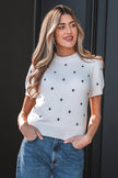 Adorable Polka Dot Bubble Sleeve Sweater