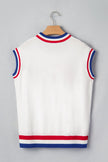 Varsity-Inspired USA Stripe Contrast Trim Sweater