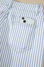 Striped high-waist barrel-leg jeans