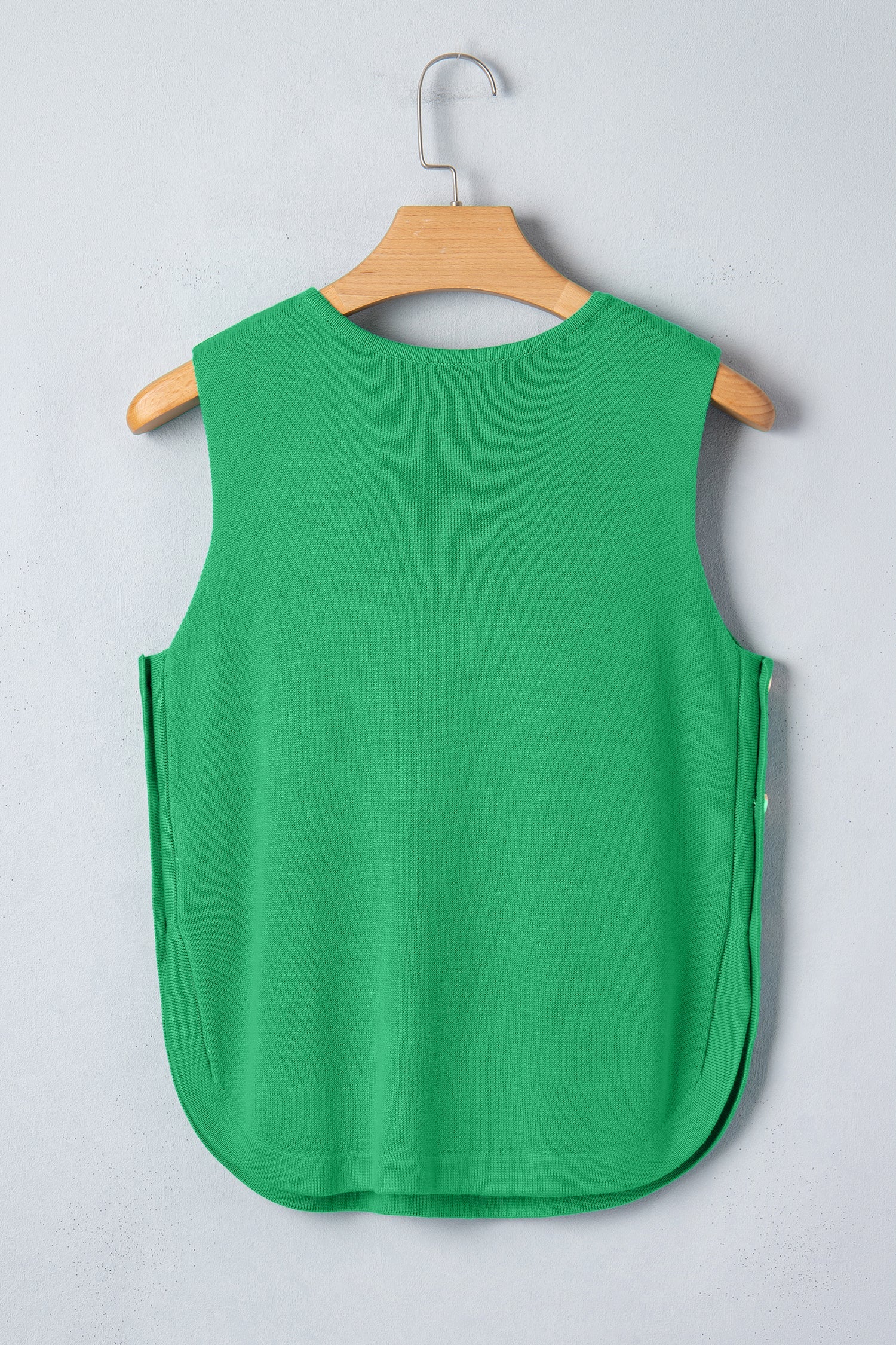 Button-Side Sleeveless Knit Sweater