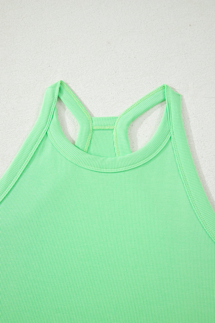 Solid Tank Top & Elastic Waist Mini Skort Set
