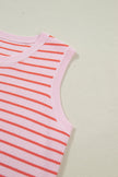 Stripe Textured Knit Sleeveless Sweater Top