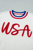 Varsity-Inspired USA Stripe Contrast Trim Sweater