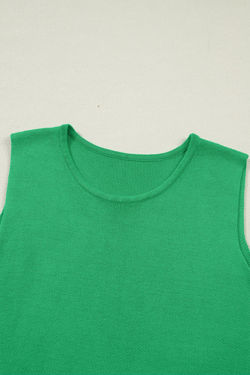 Button-Side Sleeveless Knit Sweater
