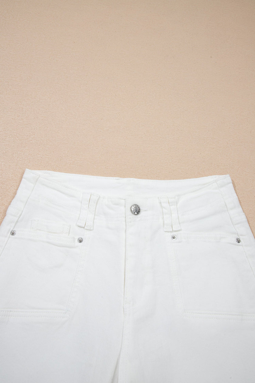Raw Hem Cropped Straight Leg Jeans