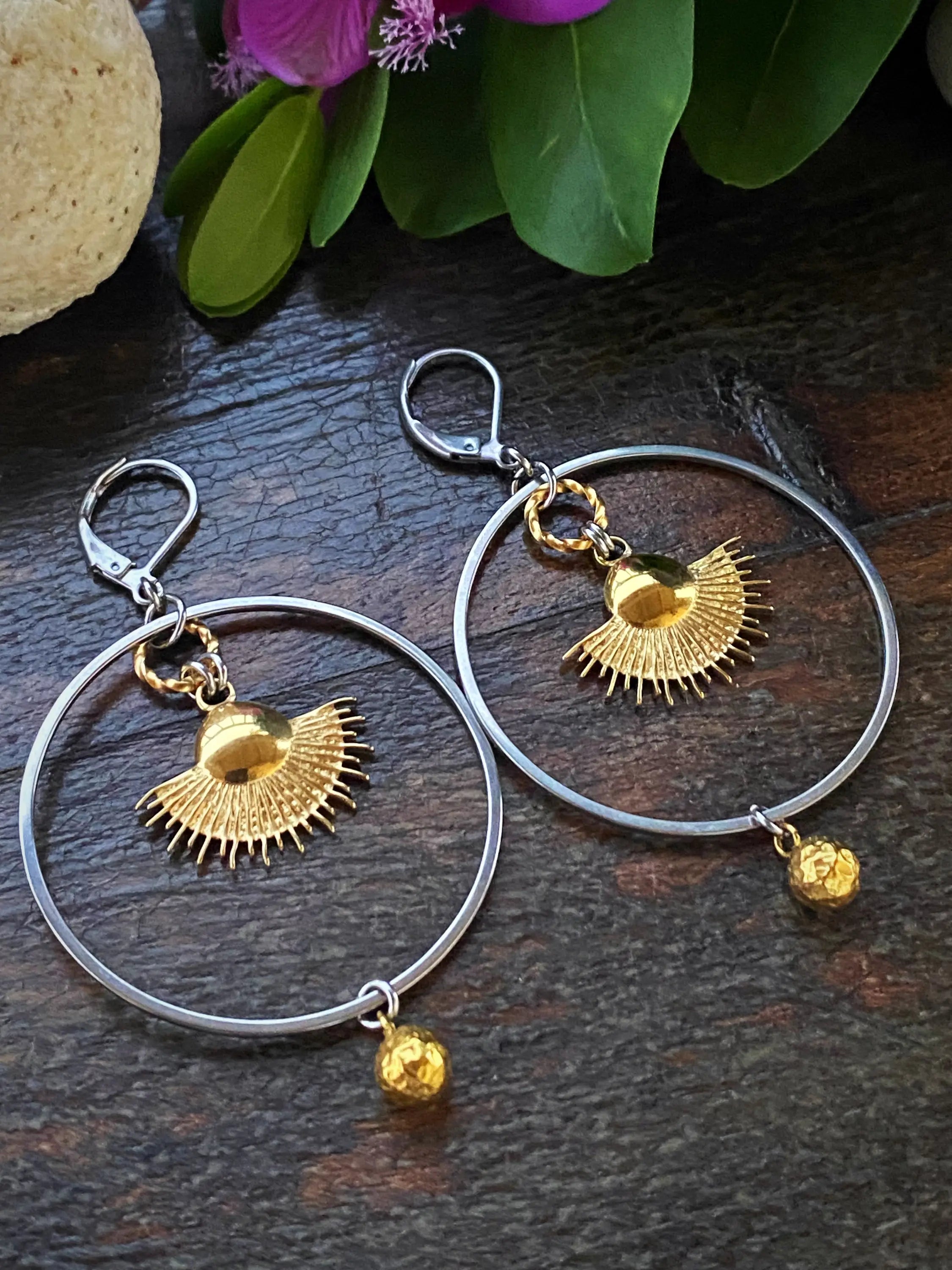 Beautiful Mixed Metals Samala Sun Hoops