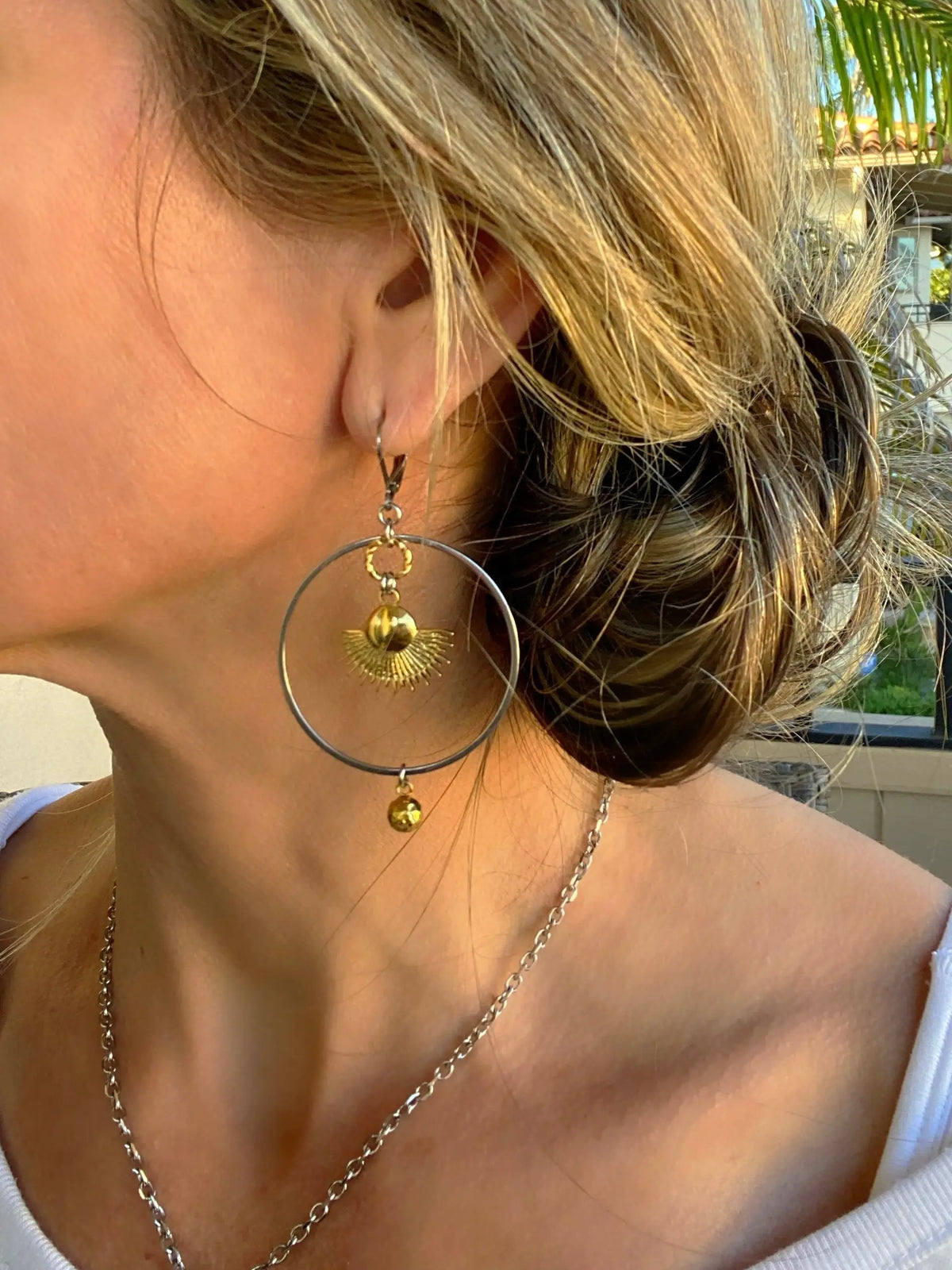 Beautiful Mixed Metals Samala Sun Hoops