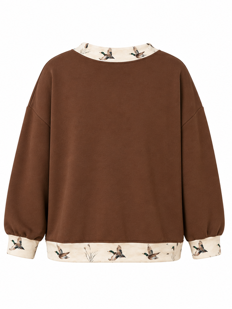 Mallard Graphic Contrast Trim Sweatshirt — Plus Sizes
