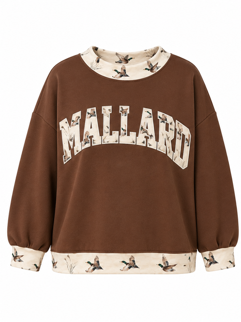Mallard Graphic Contrast Trim Sweatshirt — Plus Sizes
