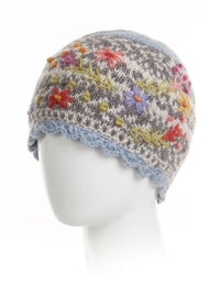 Sadie Wool Knit Embroidered Hat in Natural - additional product view