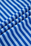 Women's Cap Sleeve T-Shirt Women's T-Shirt - Blue Stripe Ribbed Cap Sleeve - Daily Wear