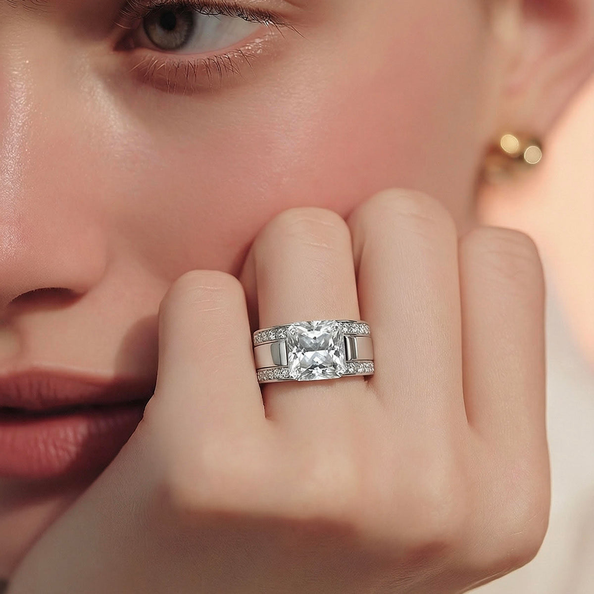Thin-band stacking eternity ring