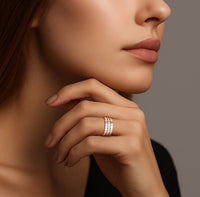 Rose gold Mon Rêve hexagonal stackable ring trio