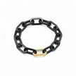 High Polish Black Paperclip Bracelet With Gold Clasp
