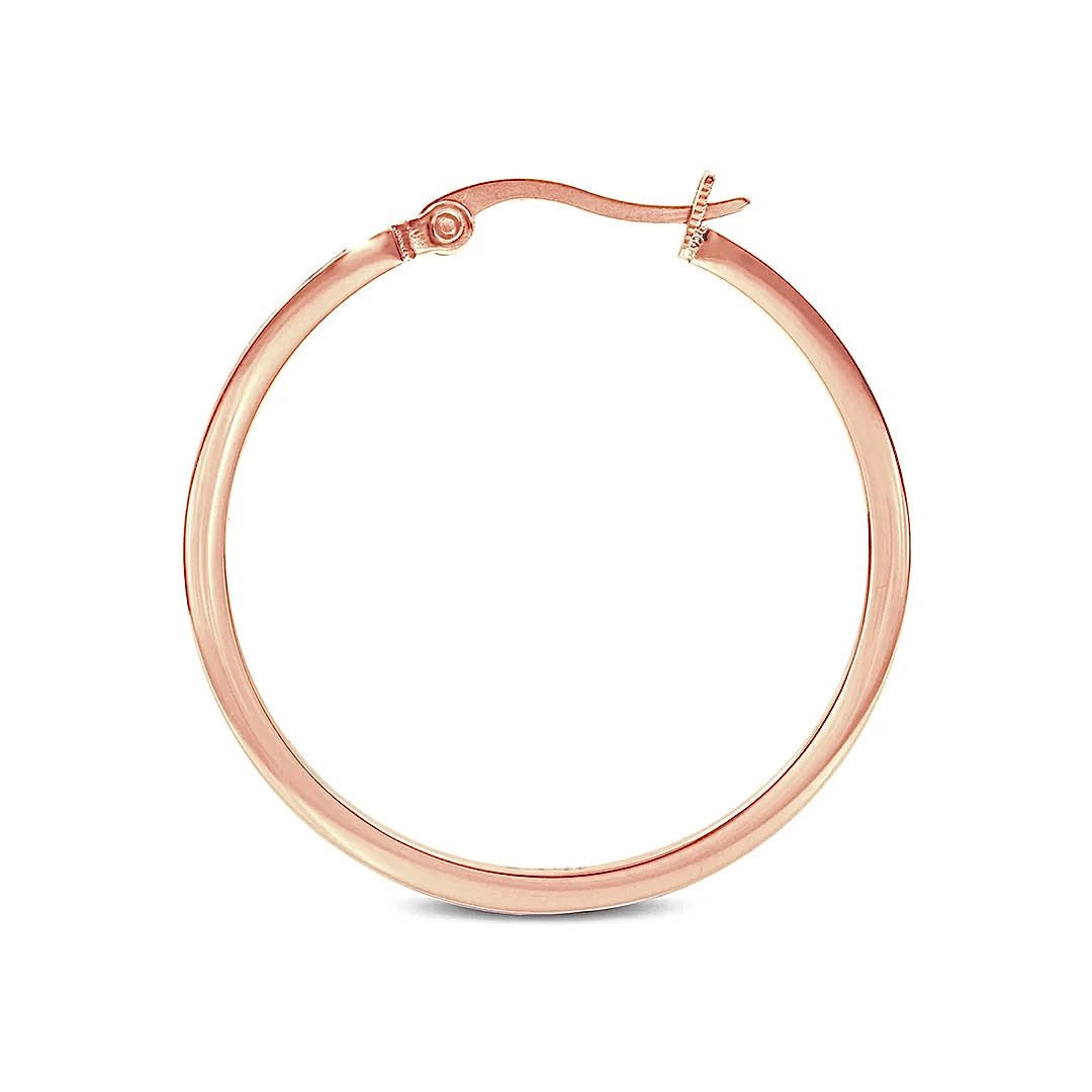 Lovely Rose Gold Pavé 42-Stone Classic Medium Hoop Earrings