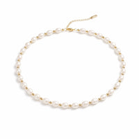 Freshwater pearl and gold bead necklace