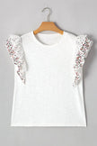 Accessories Love Salve White Floral Lace Blouse Women's Summer Elegant Ruffle Sleeve Top