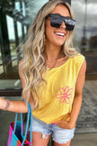 Women's Tank Top Tank Top - Yellow Floral - Summer Beach Casual Sleeveless